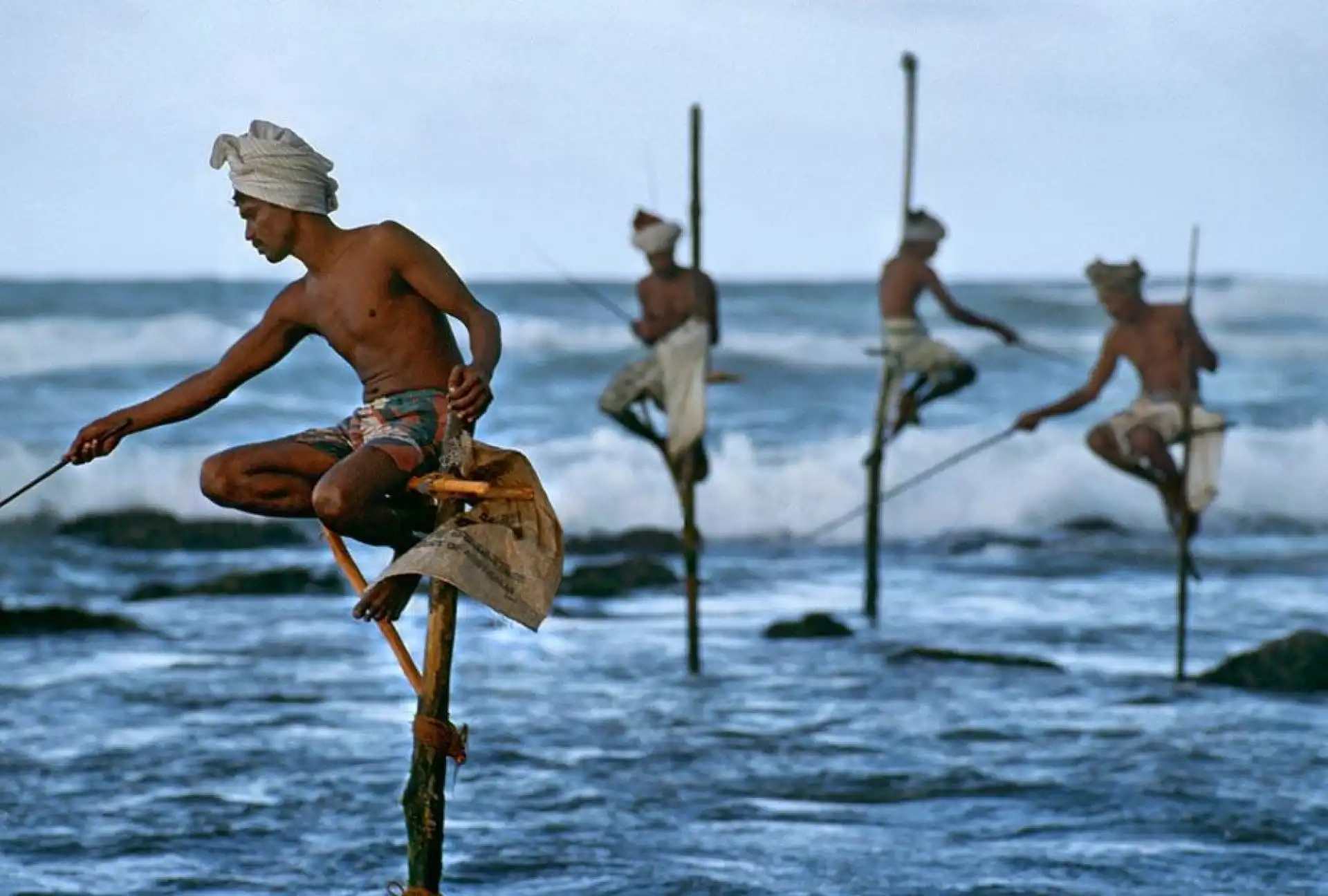 Traditional stick fishing in southern coast