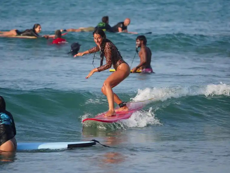 Morning surf lineup at Arugam Bay